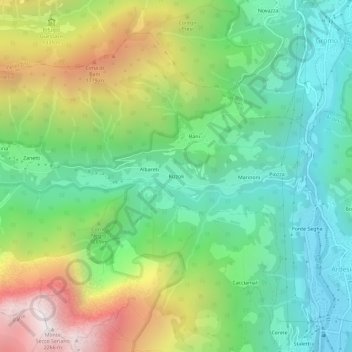 Mapa topográfico Rizzoli, altitude, relevo