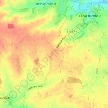 Mapa topográfico Oxen End, altitude, relevo