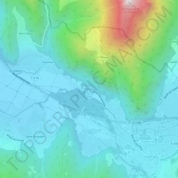 Mapa topográfico Mercier, altitude, relevo