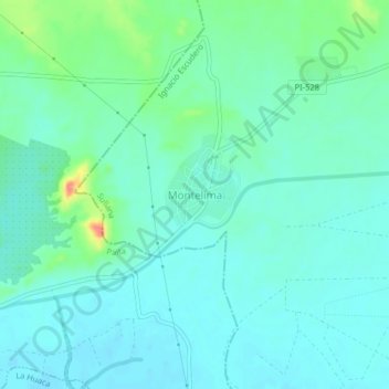Mapa topográfico Montelima, altitude, relevo
