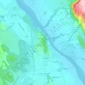 Mapa topográfico Quirieu, altitude, relevo