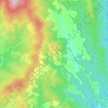 Mapa topográfico Montegiove, altitude, relevo