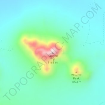 Mapa topográfico Ragged Top, altitude, relevo