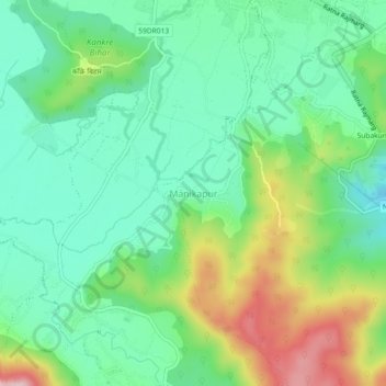 Mapa topográfico Manikapur, altitude, relevo