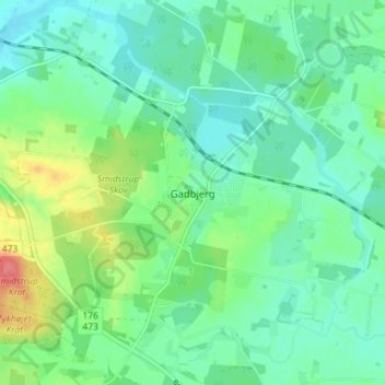 Mapa topográfico Gadbjerg, altitude, relevo