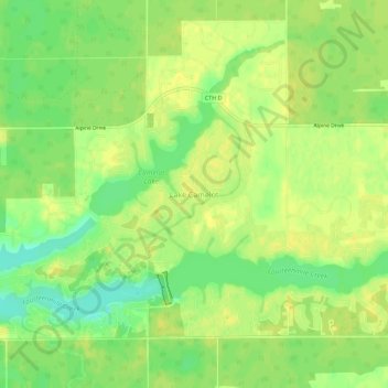 Mapa topográfico Lake Camelot, altitude, relevo