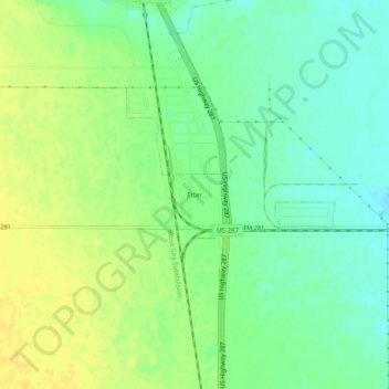 Mapa topográfico Etter, altitude, relevo