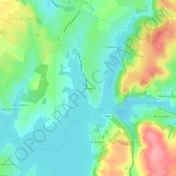 Mapa topográfico La Roque, altitude, relevo