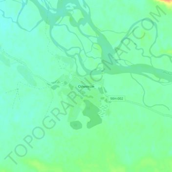 Mapa topográfico Oymyakon, altitude, relevo