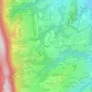 Mapa topográfico Montfort, altitude, relevo
