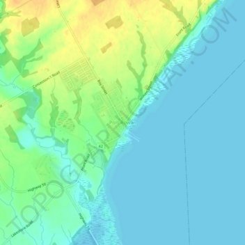 Mapa topográfico Port Rowan, altitude, relevo