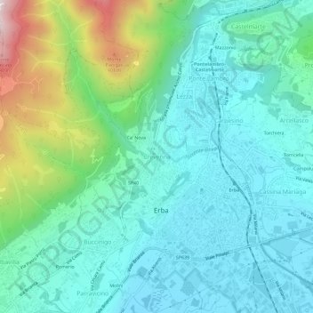Mapa topográfico Crevenna, altitude, relevo