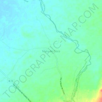 Mapa topográfico Mata de Coco, altitude, relevo