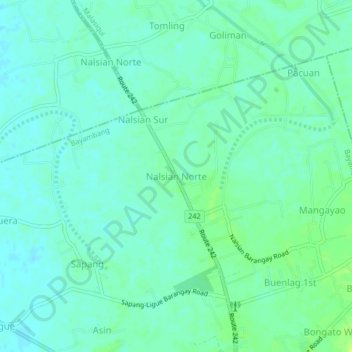 Mapa topográfico Nalsian Norte, altitude, relevo