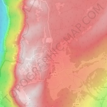 Mapa topográfico Les Trives, altitude, relevo