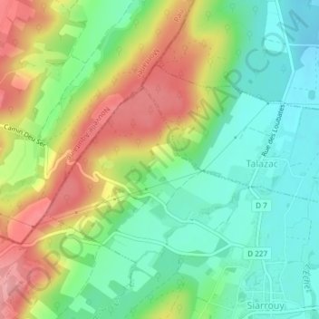 Mapa topográfico Las Devèses, altitude, relevo
