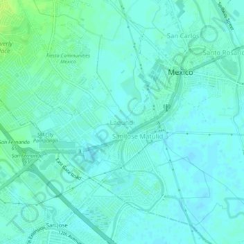 Mapa topográfico Lagundi, altitude, relevo