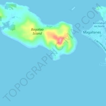 Mapa topográfico Behia, altitude, relevo