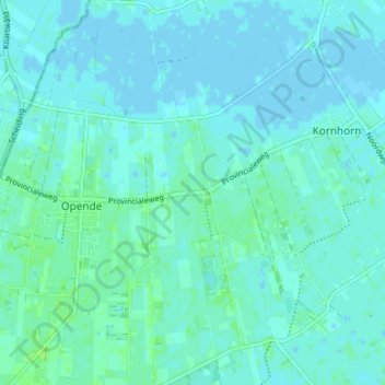 Mapa topográfico Opende-Oost, altitude, relevo