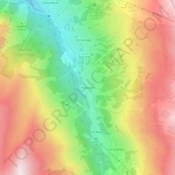 Mapa topográfico Praranger, altitude, relevo