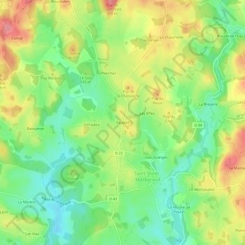 Mapa topográfico Peuillot, altitude, relevo
