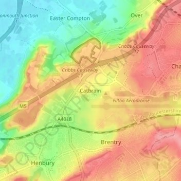 Mapa topográfico Catbrain, altitude, relevo