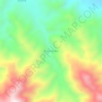 Mapa topográfico Prafi Mulia, altitude, relevo
