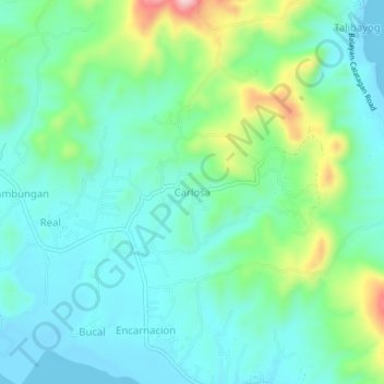 Mapa topográfico Carlosa, altitude, relevo