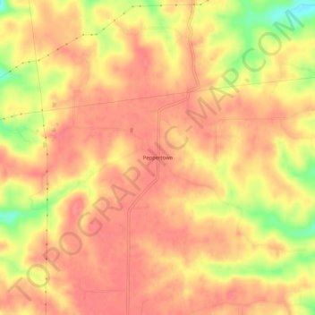 Mapa topográfico Peppertown, altitude, relevo