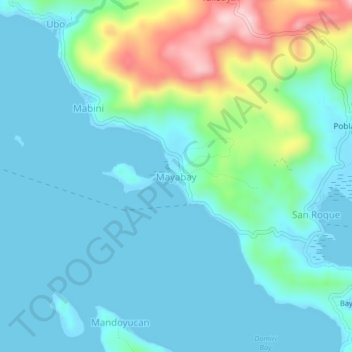 Mapa topográfico Mayabay, altitude, relevo