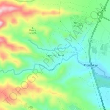 Mapa topográfico Sapang Uwak, altitude, relevo