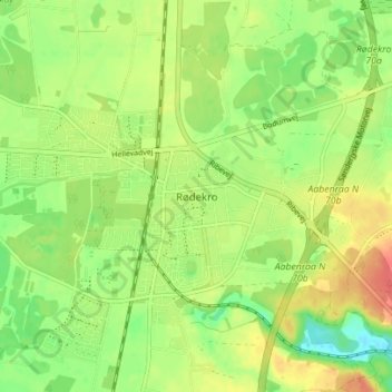 Mapa topográfico Rødekro, altitude, relevo