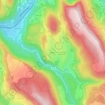 Mapa topográfico Blanaz, altitude, relevo