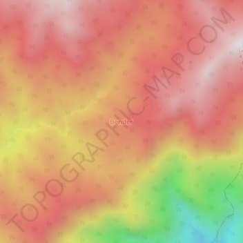 Mapa topográfico Bender, altitude, relevo