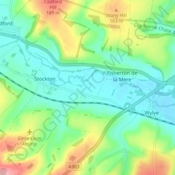 Mapa topográfico Bapton, altitude, relevo