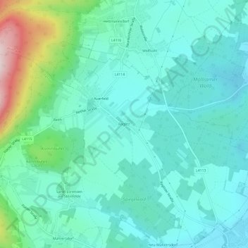 Mapa topográfico Raglitz, altitude, relevo