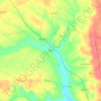 Mapa topográfico Pena, altitude, relevo