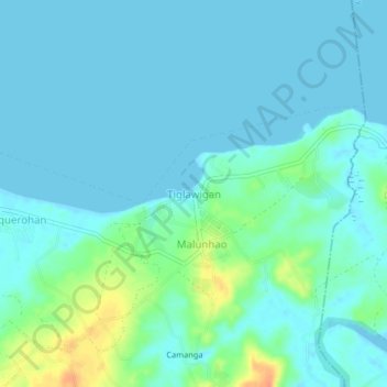 Mapa topográfico Tiglawigan, altitude, relevo