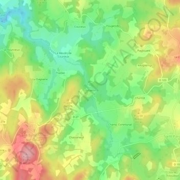 Mapa topográfico La Gorce, altitude, relevo