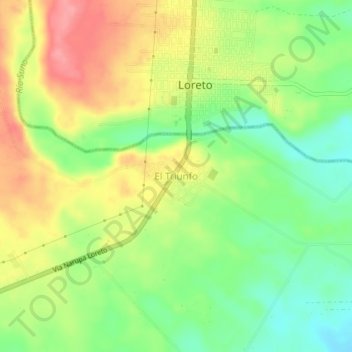 Mapa topográfico El Triunfo, altitude, relevo