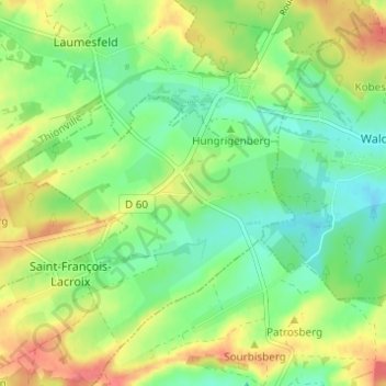 Mapa topográfico Lacroix, altitude, relevo