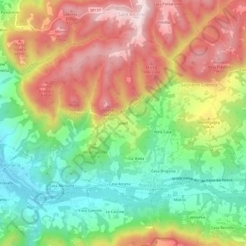 Mapa topográfico Livelli, altitude, relevo