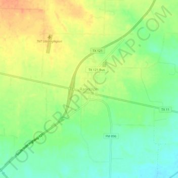 Mapa topográfico Randolph, altitude, relevo