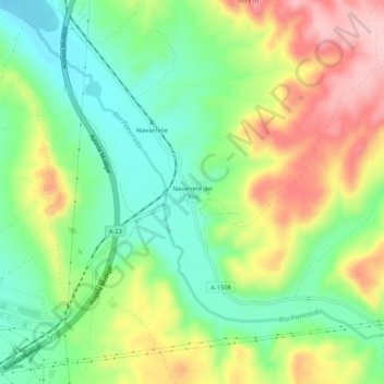Mapa topográfico Navarrete del Río, altitude, relevo