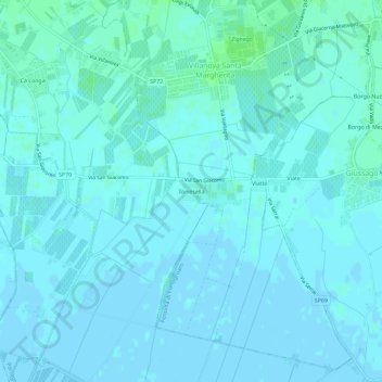 Mapa topográfico Torresella, altitude, relevo