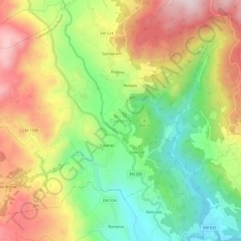 Mapa topográfico Cumieira, altitude, relevo