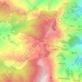 Mapa topográfico Nagarkot, altitude, relevo