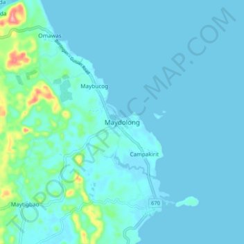 Mapa topográfico Maydolong, altitude, relevo