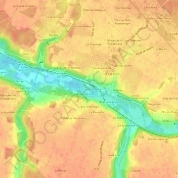 Mapa topográfico Les Grands Reguins, altitude, relevo