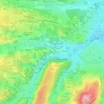 Mapa topográfico Chervinges, altitude, relevo